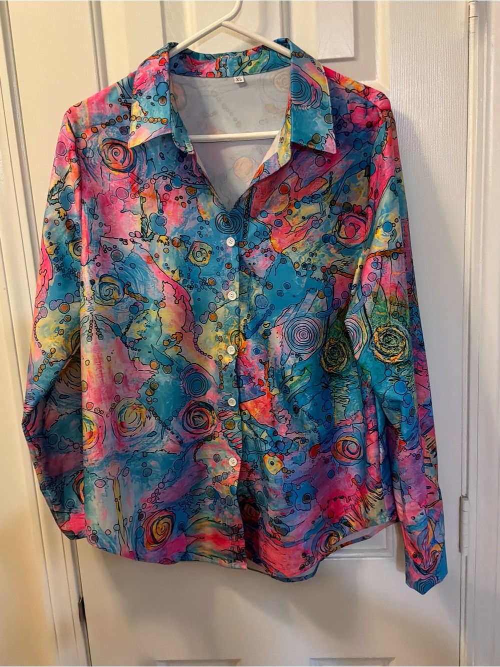 Women's Multicolor Abstract Print Button-Up Blouse